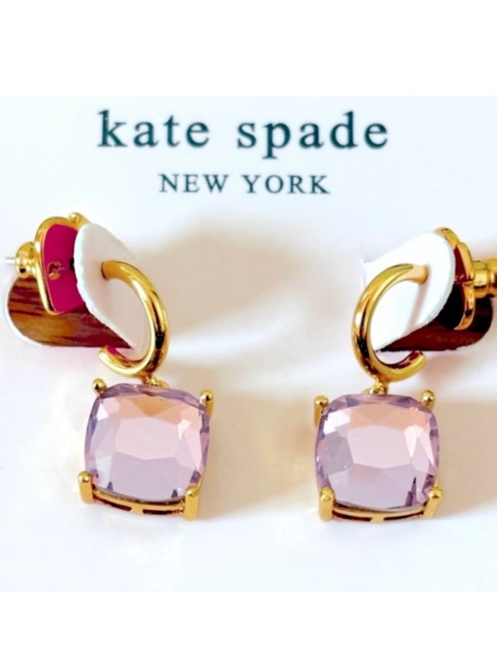 KATE SPADE ♠️ NEW YORK ♠️ lilac + gold huggie hoop earrings